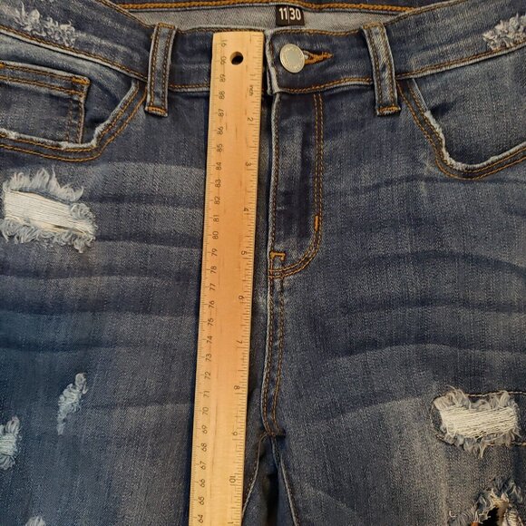 Judy Blue Jeans Womens 30 Blue Skinny Leopard Cheetah Print Ripped Stretch Denim - Picture 8 of 16